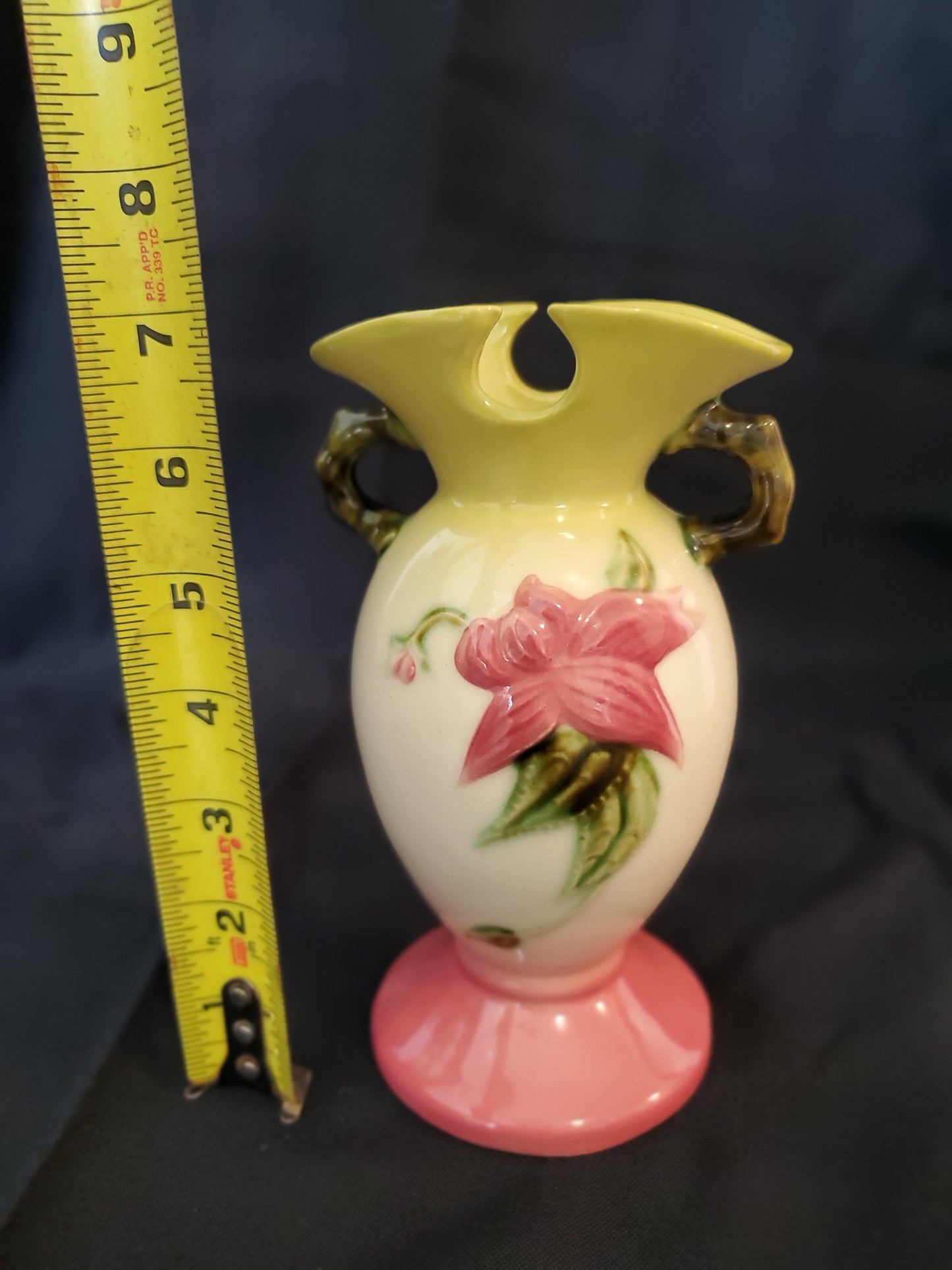 Vintage Hull Pottery Woodland Green Pink Vase W4-6½" 1952-1954 Mid Century