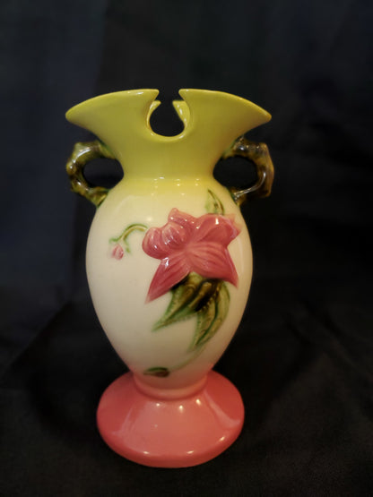 Vintage Hull Pottery Woodland Green Pink Vase W4-6½" 1952-1954 Mid Century