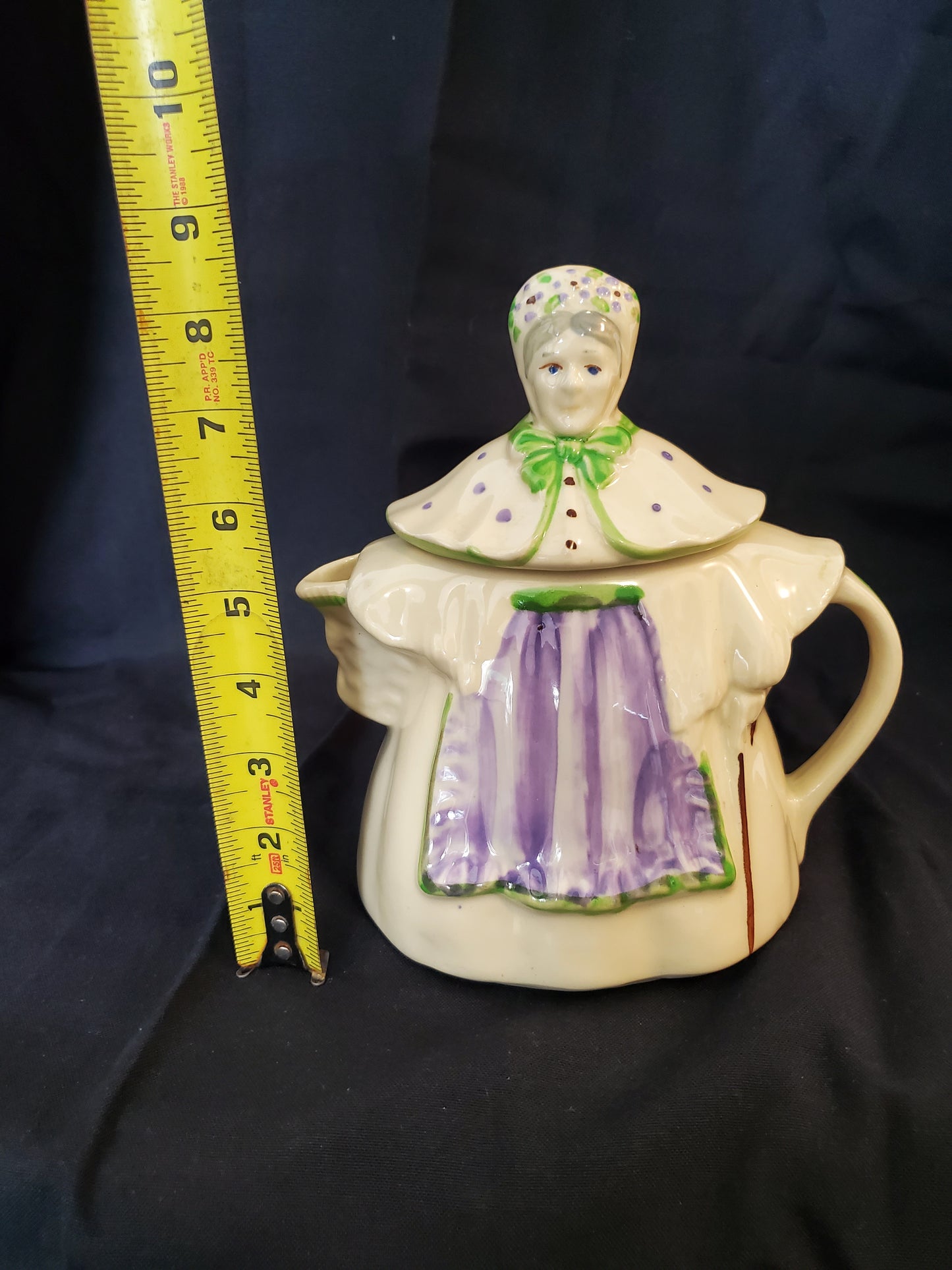 Vintage 1950s Shawnee USA Pottery Purple Apron Granny Ann Teapot 8.5"