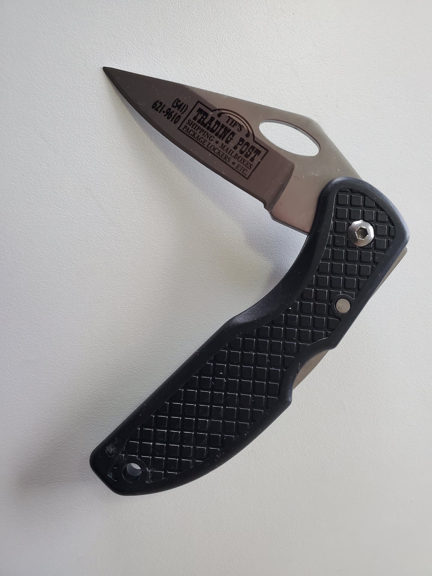 Pocket Knife Old Tif's Trading Post Logo Honed