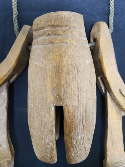 Vintage Folk Art Wooden Clackers / Bells Hand Carved — Set of 2
