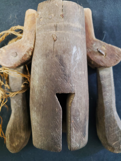 Vintage Folk Art Wooden Clackers / Bells Hand Carved — Set of 2